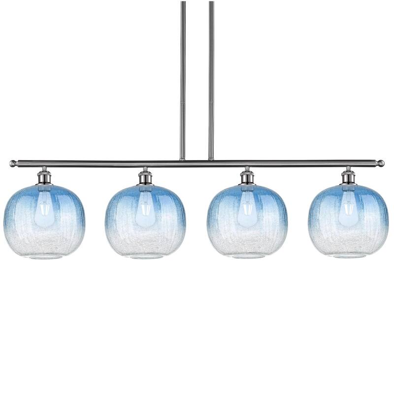 Innovations Lighting 516-4I-13-49 Brookhaven Sphere Linear Brookhaven - Brushed Satin Nickel / Sapphire Blue