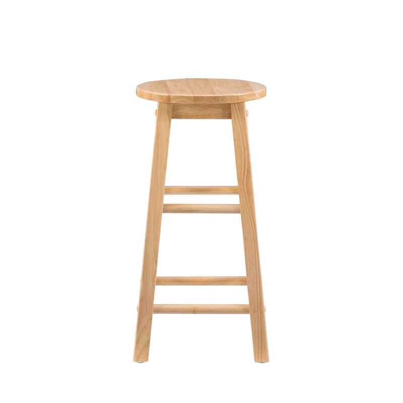 Natural Barstool with Round Seat, 24-Inch