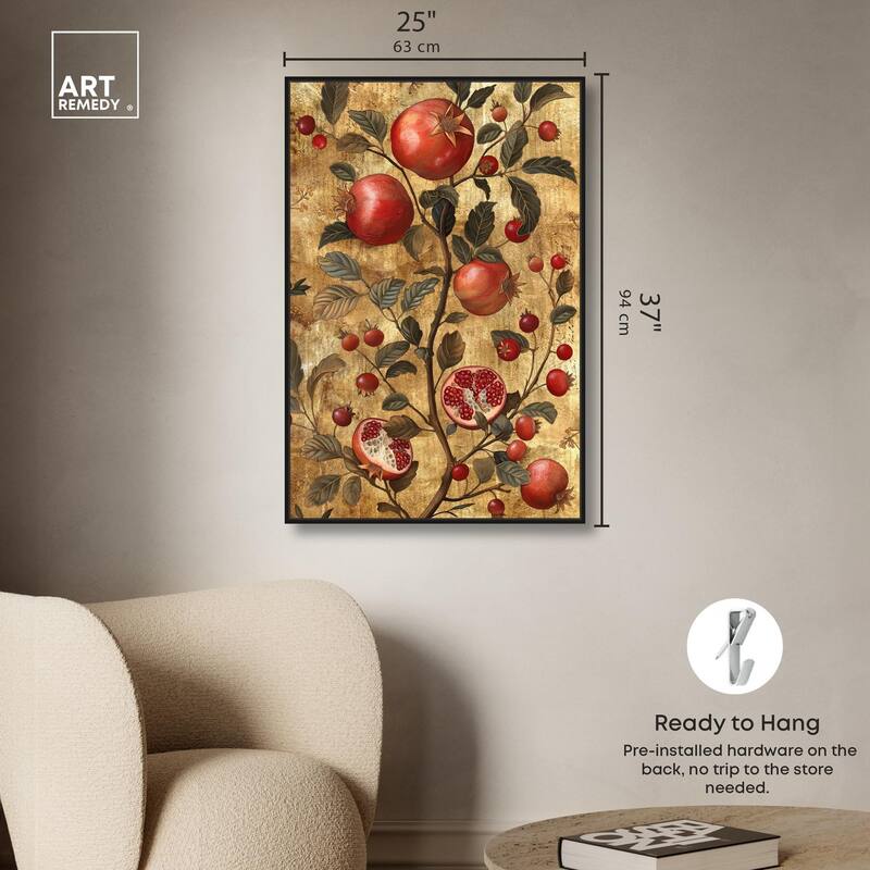 Golden Pomegranate Canvas by Art Remedy