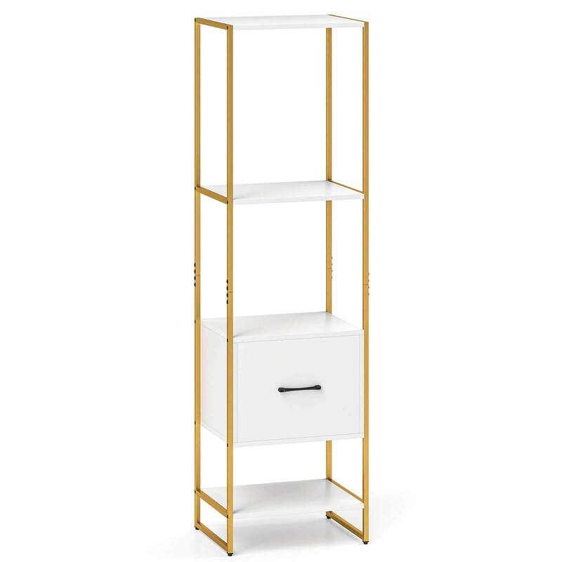 Costway 5-Tier Bookshelf with 4 Open Shelves Storage Drawer Modern - See Details