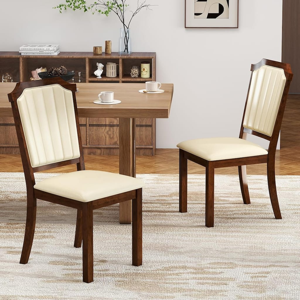 Set of 2/4 Upholstered Dining Chairs PU Leather Armless Kitchen Chair