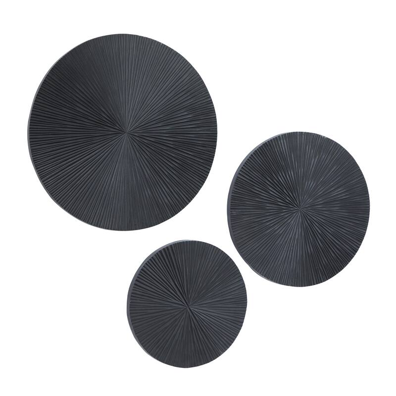 CosmoLiving by Cosmopolitan Gold, White or Black Wooden Carved Radial Plate Home Wall Decor (Set of 3)