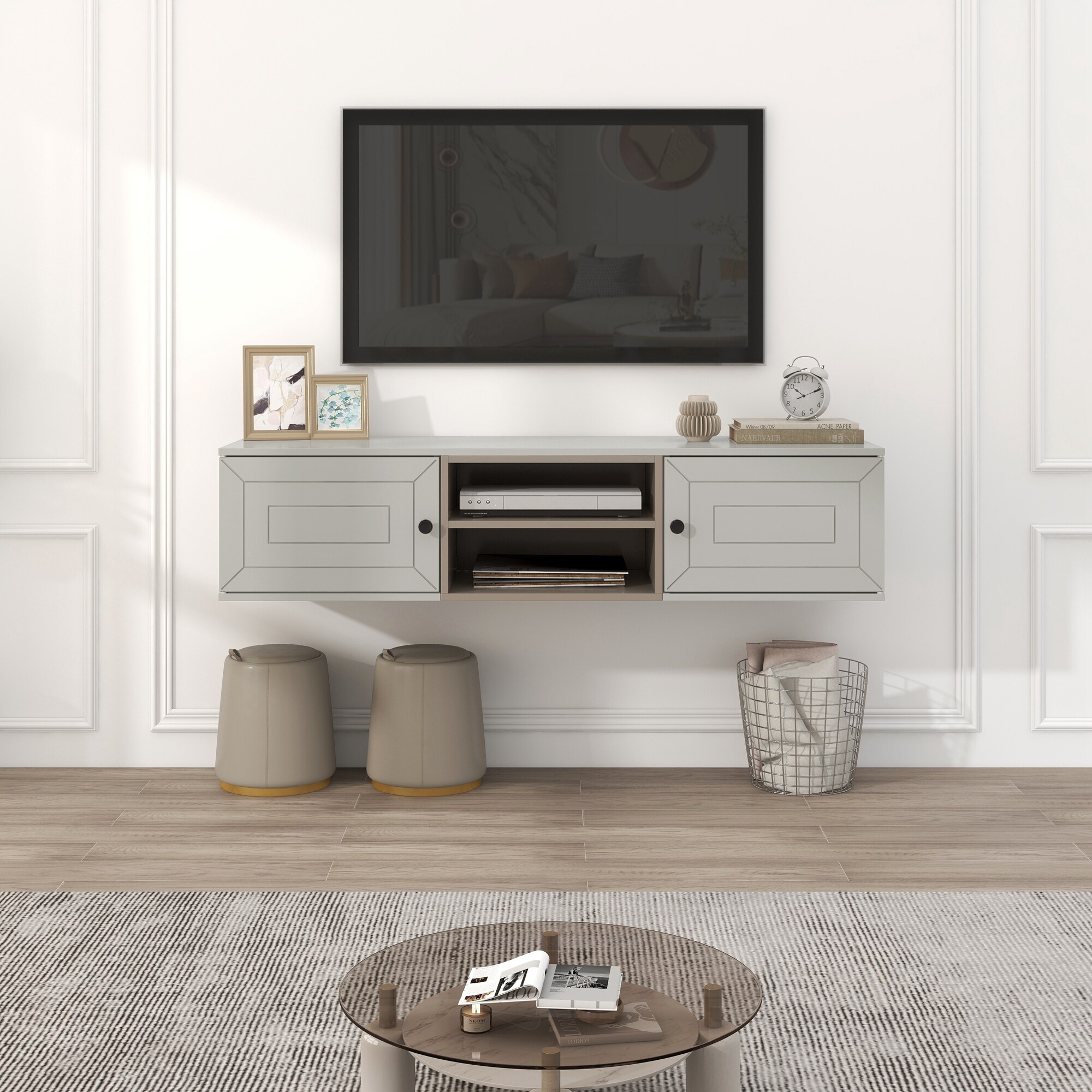Floating shelves for shop 65 inch tv
