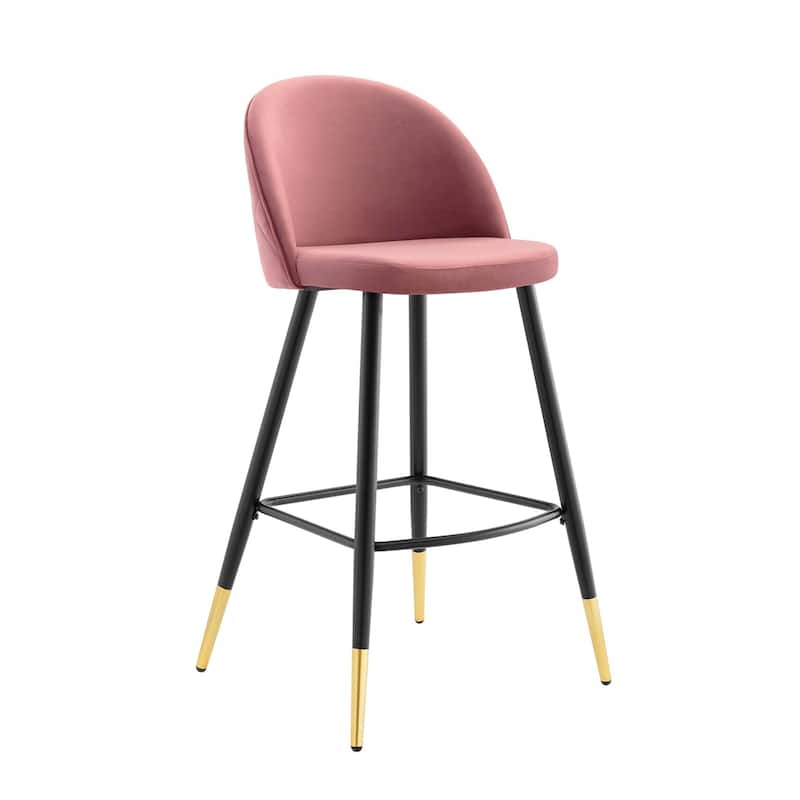 Modway Cordial Performance Velvet Dining Bar Stools in Mint, Set of 2
