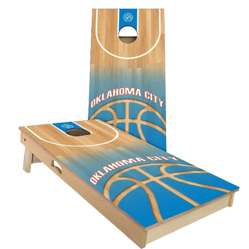 Oklahoma City Basketball Outdoor Cornhole Board Set - Backyard 2x4 - NO Accessories