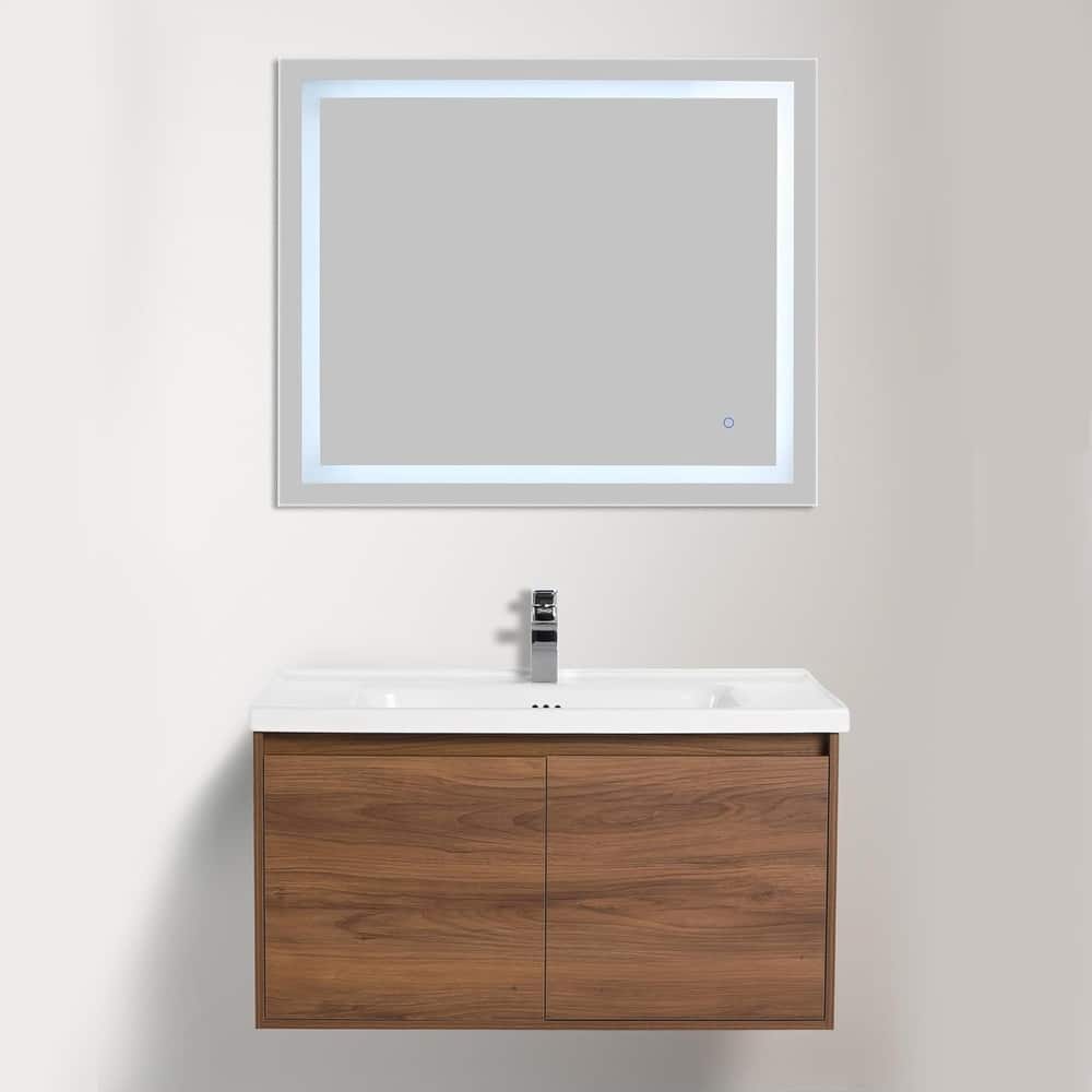 Blossom 36" Wall-Mounted Bathroom Vanity with Ceramic Sink, Soft-Close