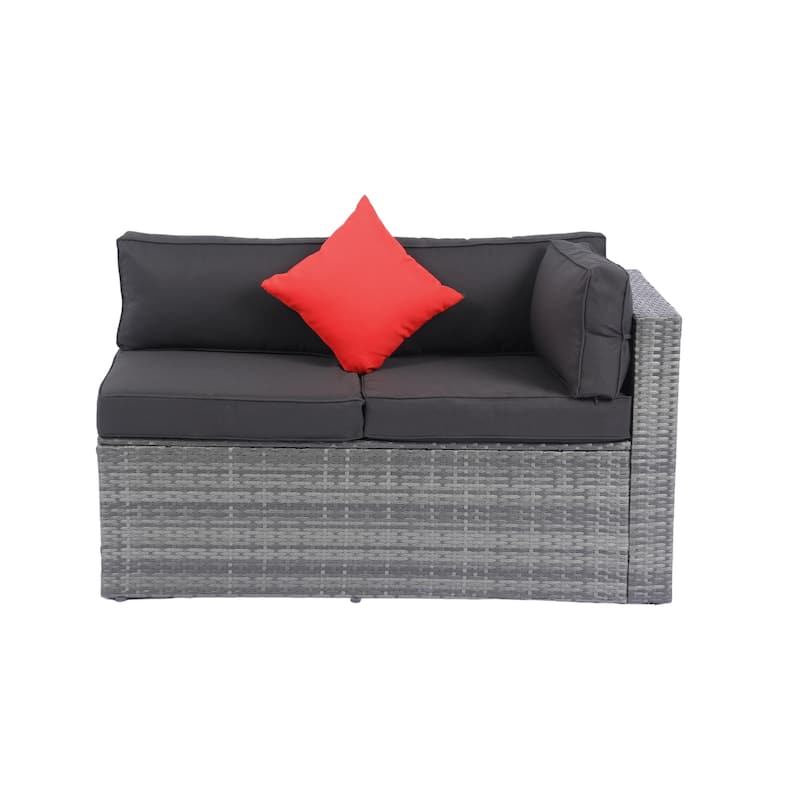 5 Pieces PE Rattan Sectional Sofa set with 2 Pillow
