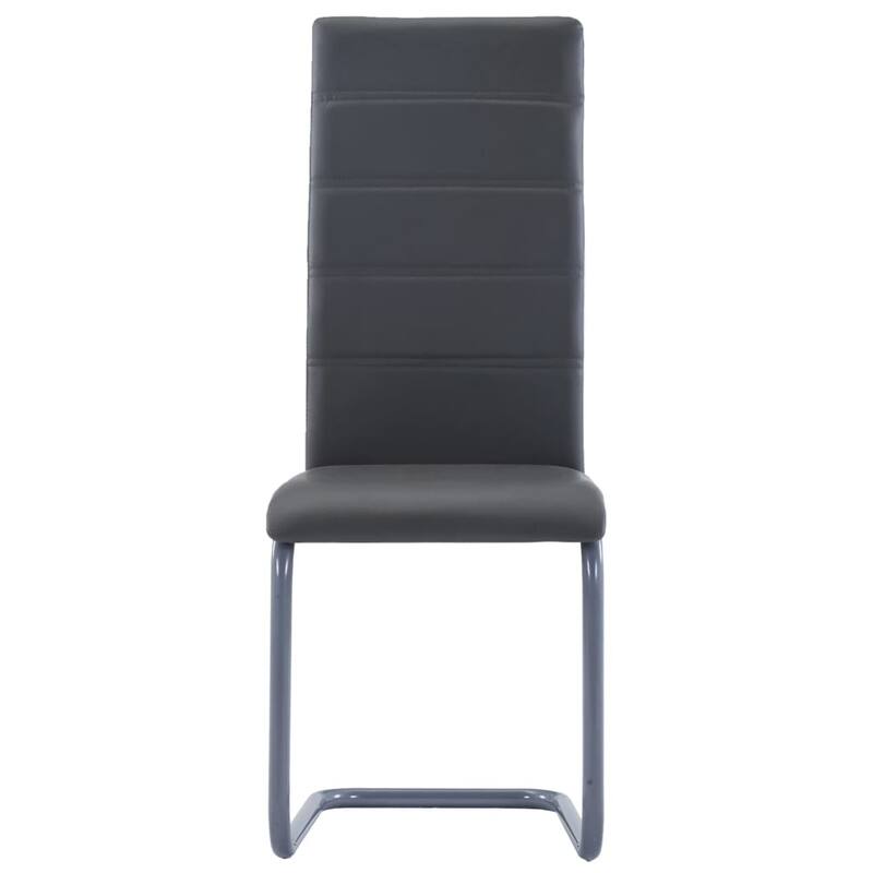 vidaXL Cantilever Dining Chairs 4 pcs Gray Faux Leather