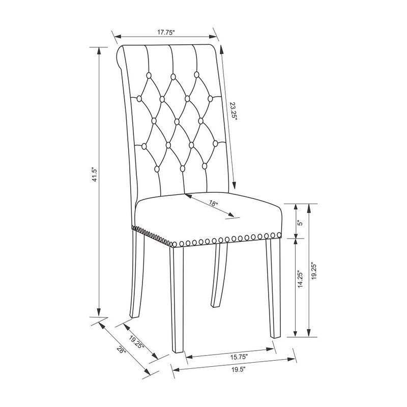 Set of 2 Fabric Upholstered Dining Side Chairs, Beige and Smokey Black