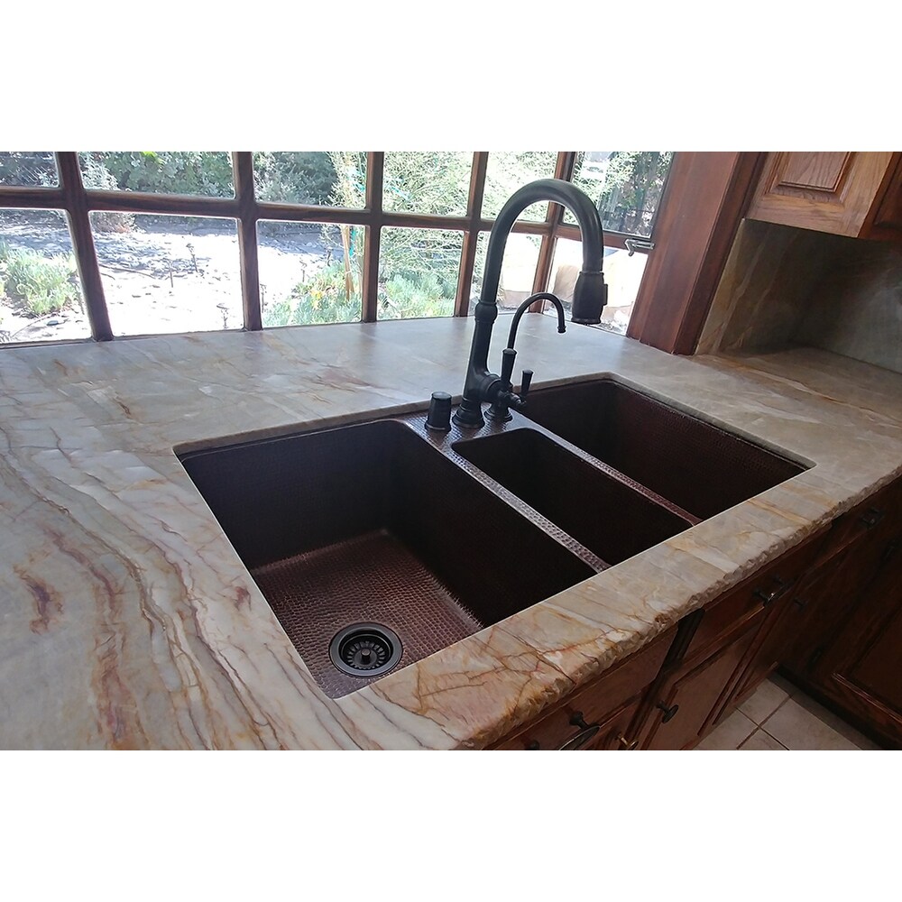 42-in Hammered Copper Triple Basin Kitchen Sink (KTDB422210)