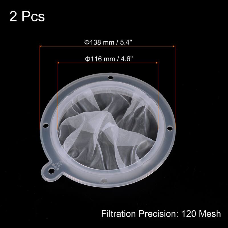 2Pcs 5.4" O.D. 120 Mesh Food Filter Strainer Fine Mesh Filters Strainers White - White