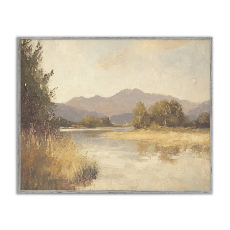 Stupell Wild River Mountain View Framed Giclee Art Design By Petal Prints Design - 14 x 11 - Grey