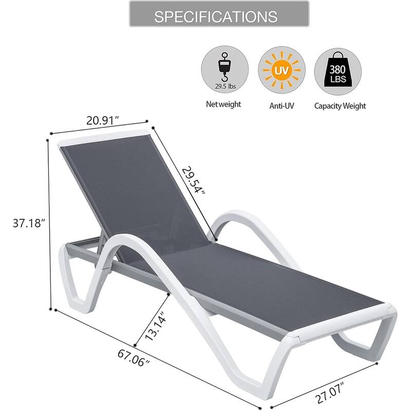 Patio Chaise Lounge Adjustable Aluminum Pool Lounge Chairs with Arm All Weather Pool Chairs for Outside, in-Pool, Lawn