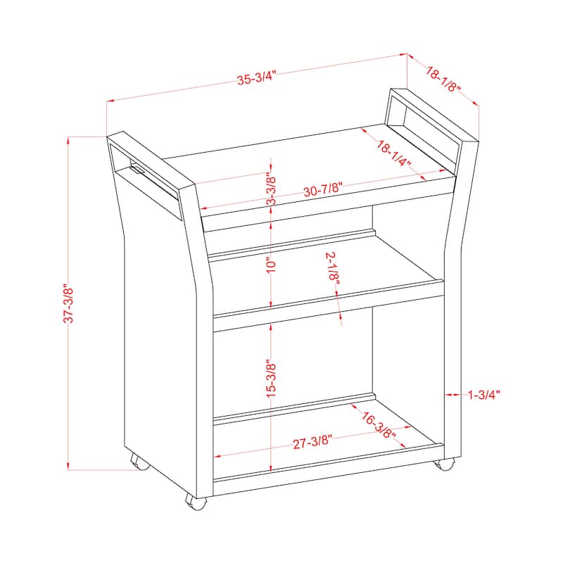 Courtnie French Aluminum 3-Shelf Outdoor Serving Cart by Furniture of America