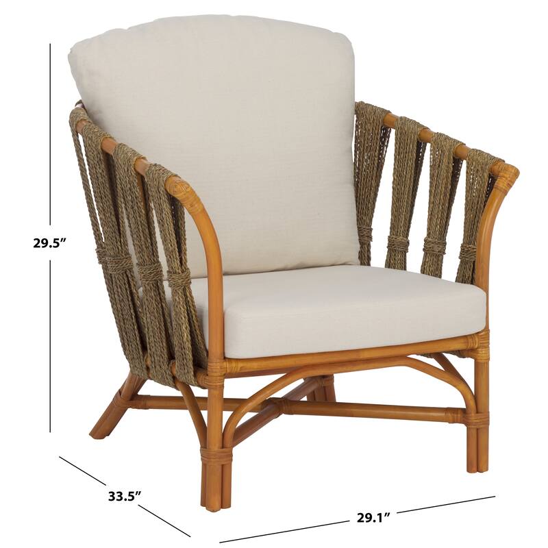 SAFAVIEH Couture Donatello Rattan Pole Accent Chair - 29"W x 34"D x 30"H