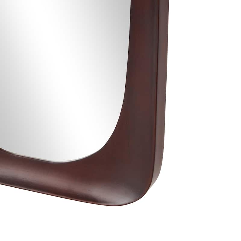 Wood Varnished Oval Wall Mirror - Dark Brown or Brown - Roche River Decor