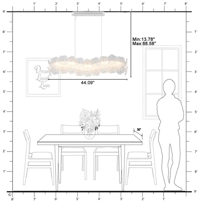 Linear LED Chandelier with Clear & Frosted Glass Petals Dimmable