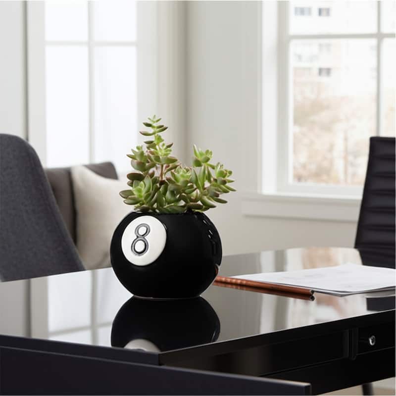 Sleek Magic 8 Ball Round Pencil Cup Storage - 4", Black & White - 4.0"
