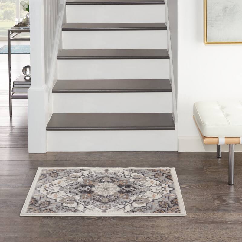 Nourison Elation Persian Floral Medallion Area Rug - 2' x 3' - Ivory/Grey - Rectangle