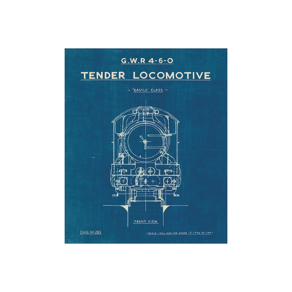 Locomotive Blueprint II (42 x 28) Canvas Art Print
