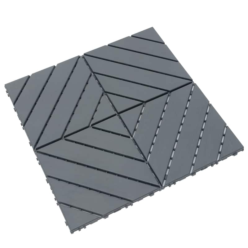12 in Square Wood Interlocking Flooring Tiles Patio Decking Tiles for Poolside Balcony Backyard (44 Pack)
