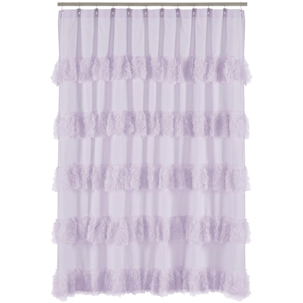 Purple Floral Rose Fabric Bath Shower Curtain - Lavender Flower Luxurious Elegant Princess Vintage Boho Shabby Chic Luxury Glam
