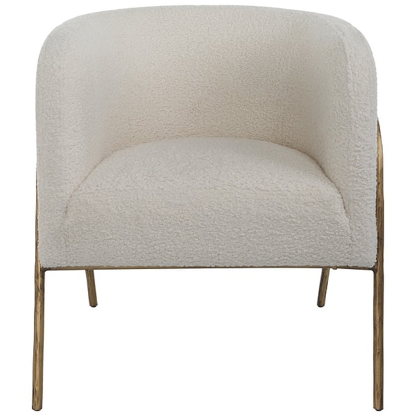 slide 2 of 10, Uttermost Jacobsen Off White Shearling Accent Chair - 27"W x 28.5"H x 27"D