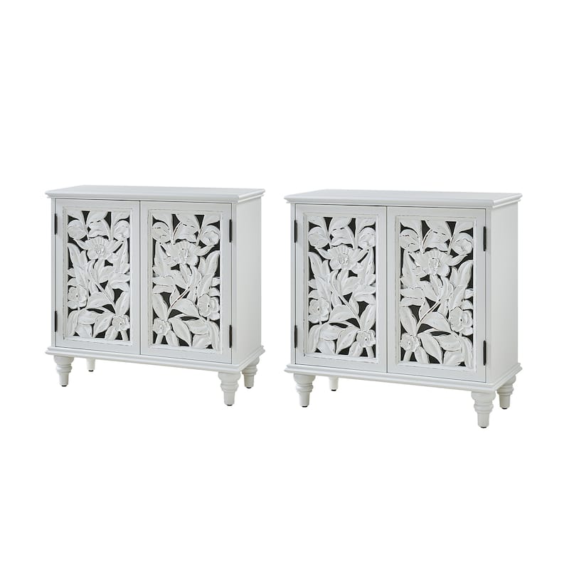 Alban Traditional 32"Tall 2 Hollow Door Accent Cabinet with LED light Set of 2 by HULALA HOME
