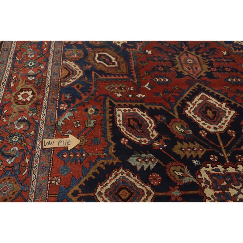 Hand Knotted Oriental 100% Wool Carpet Traditional Medallion Oranges & Rust Heriz (serapi) Area Rug - 11' 5'' X 8' 8''