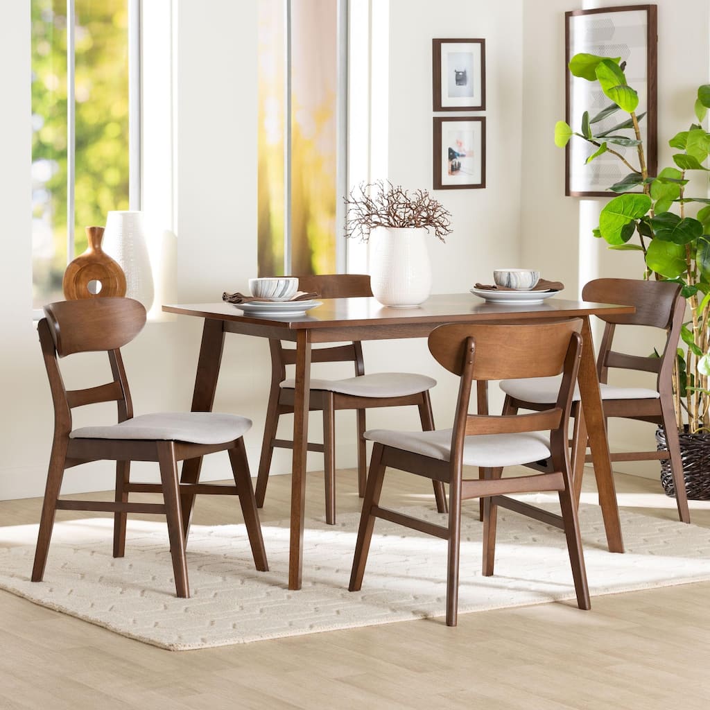 Fremont Wood 5-Piece Dining Set - Mid-Century Modern Table with Matching Chairs for Dining Room or Kitchen