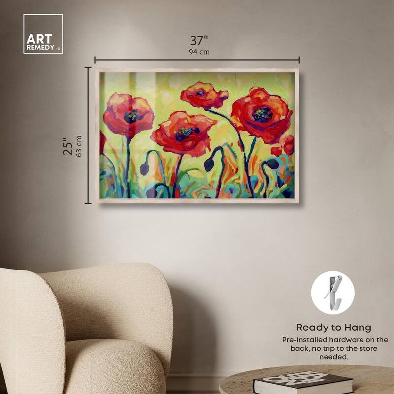 Red Poppy Field II Shadowbox by Art Remedy