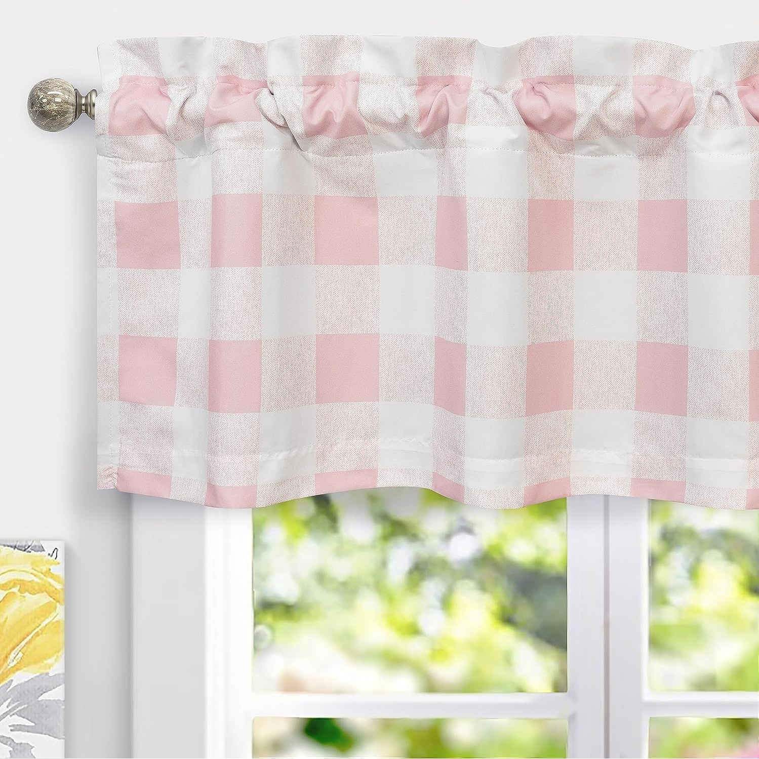 DriftAway Buffalo Checker Plaid Pattern Lined Window Valance - 52'' width x 18'' length