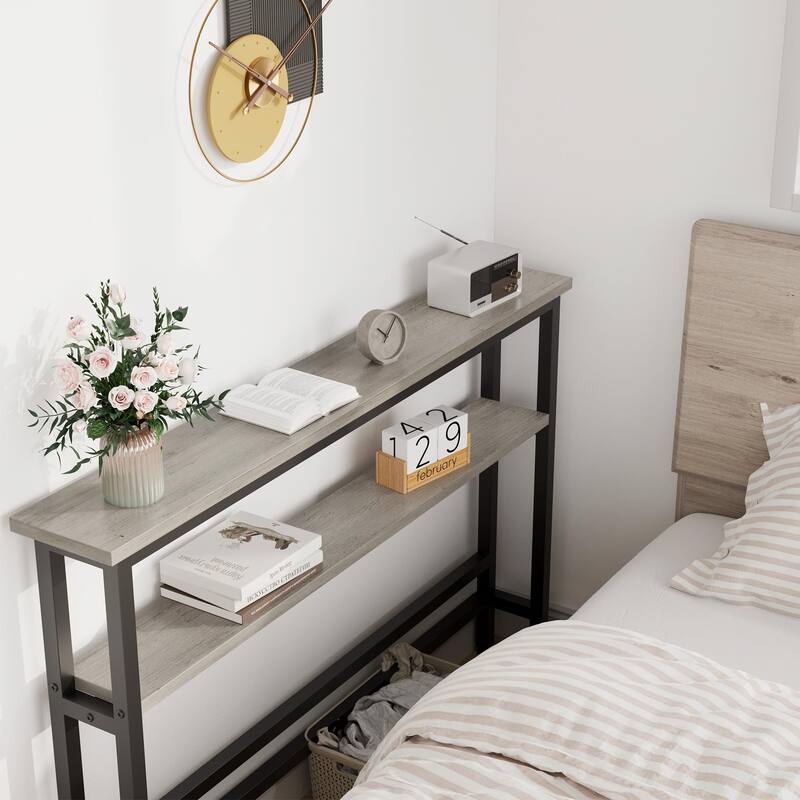 2 Tier Skinny Console Table with Adjustable Shelf for Living Room - 5.7"D x 39.4"W x 31.1"H