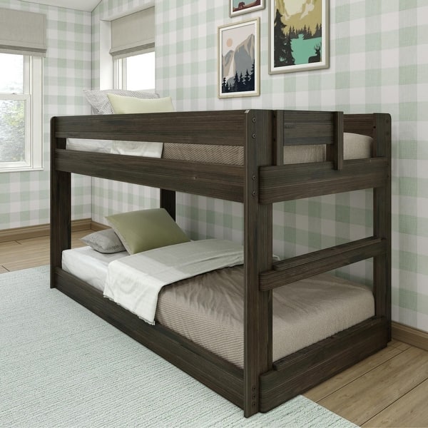 slide 2 of 18, Max and Lily Farmhouse Twin over Twin Low Bunk Bed Barnwood Brown
