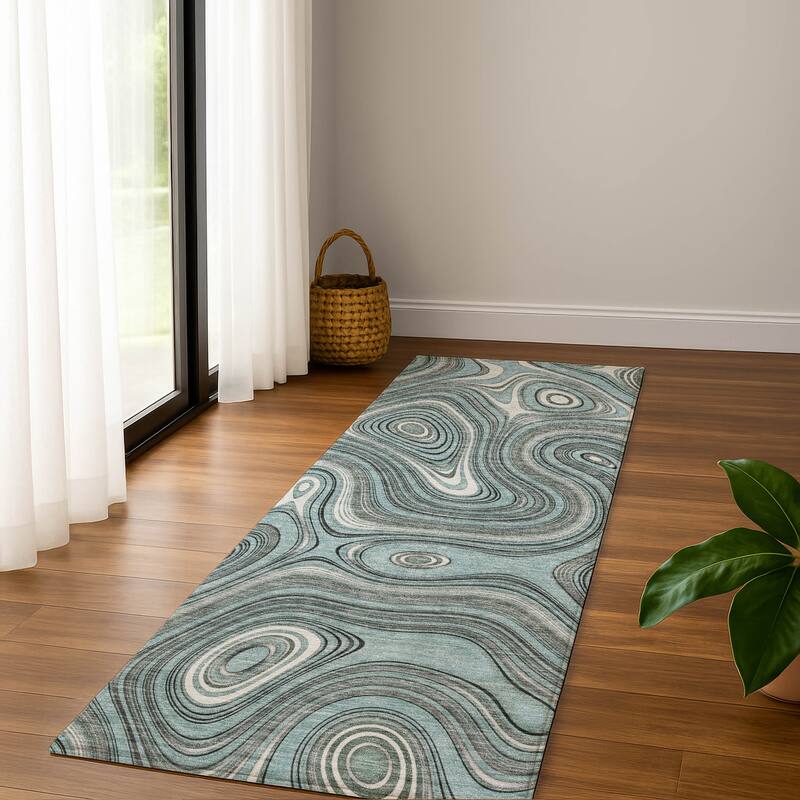 Premium Washable Super Soft Contemporary Alfa Mayfield Rug - Sky - 2'3" x 7'6"