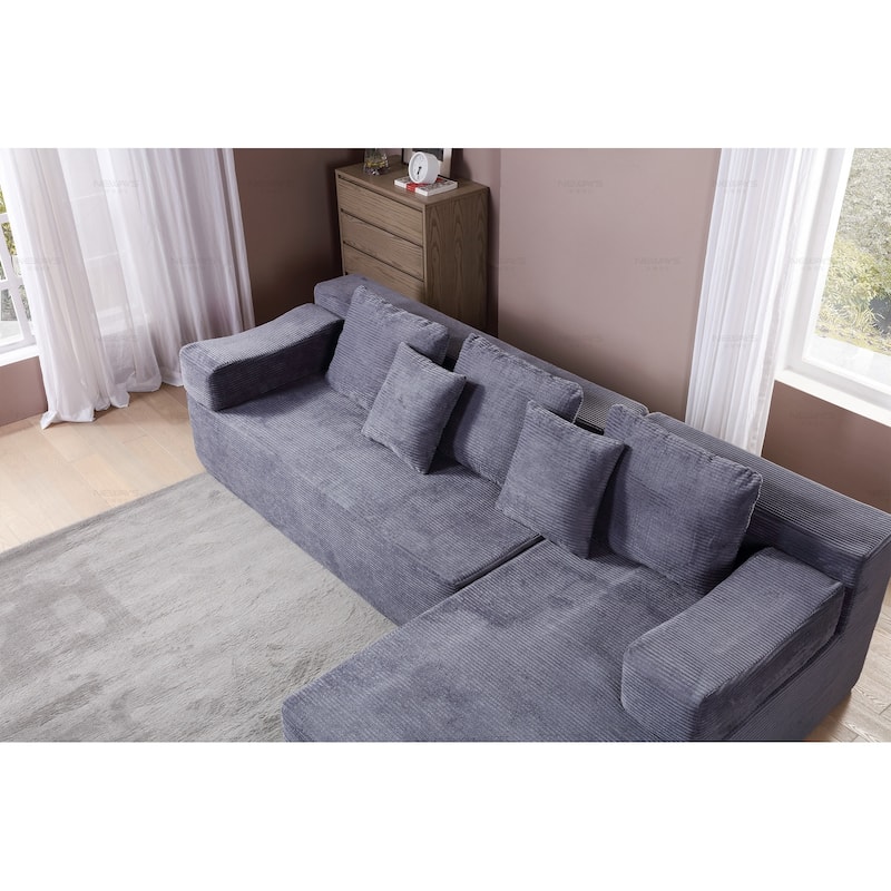 Modern L-Shape Chaise Sofa , Upholstered Bedroom, No Assembly