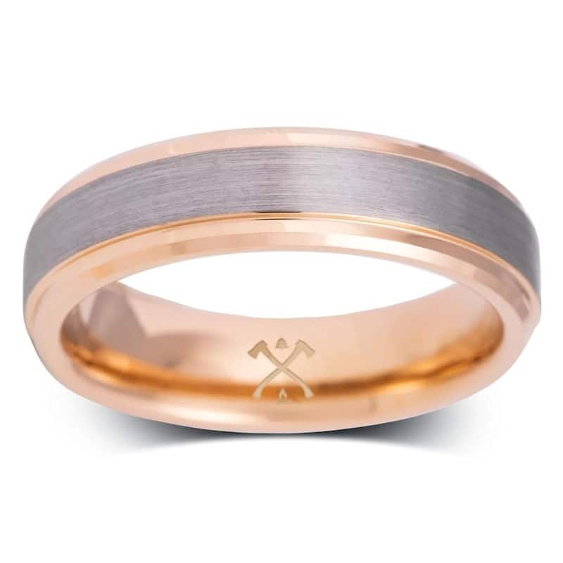 Manly Bands THE GENTLEMAN Tungsten Rose Gold Plated 6mm Satin Band