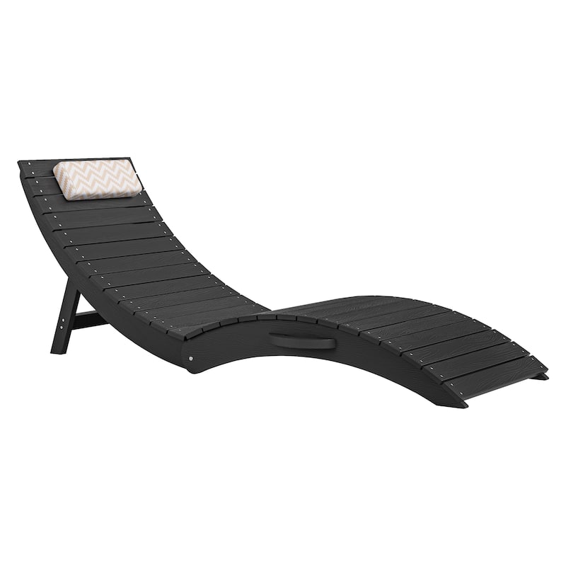 Folding HDPS Plastic Outdoor Pool Chaise Lounges Lounge Chair Outdoor with Headrest Cushions