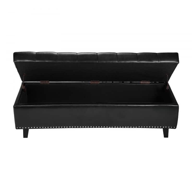 Modern PU Leather Storage Ottoman Bench with Spacious Hidden Storage and Comfortable Cushion - 51.37”L x 16.33”W x 17.33”H