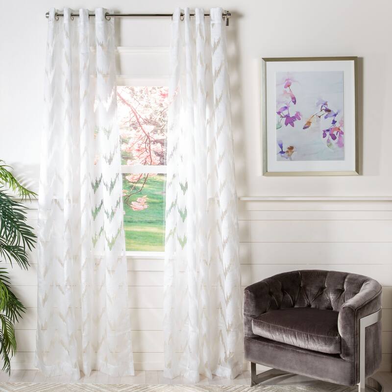 SAFAVIEH Zorina Sheer Window Curtain Panel - 52Wx96L - White