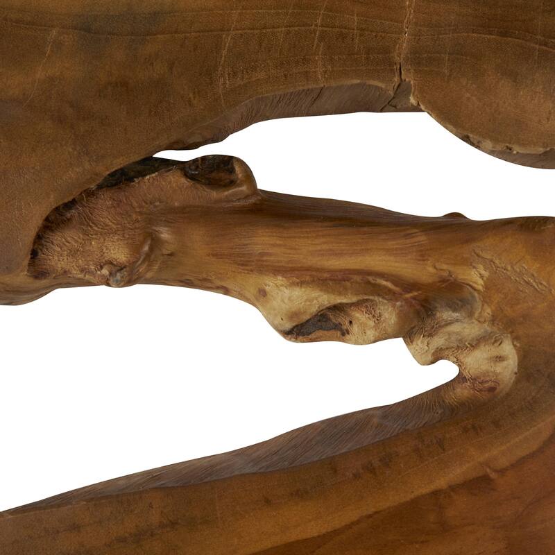 Teak Wood Abstract Handmade Live Edge Wood Slab Wall Decor - Set of 6 Brown - Roche River Decor