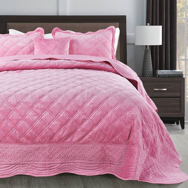 Serenta Supersoft Microplush Quilted 4 Pieces Bedspread Coverlet Set