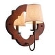 preview thumbnail 6 of 10, Parrot Uncle 14 Inch Distressed White Classic Wood Mirrored Wall Light Fabric Shade Accent Sconce