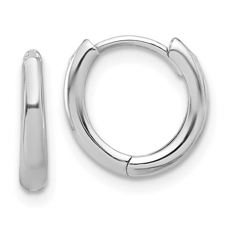 Curata 14k White Gold Polished Hinged Hoop Earrings - 11.5x12.4mm