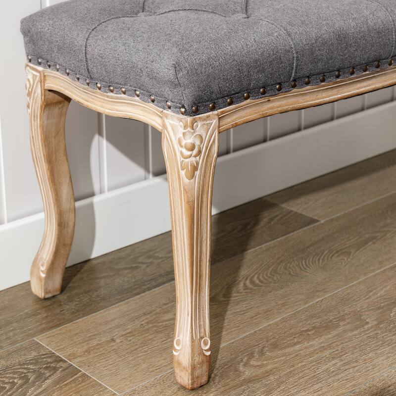 45.2 In.W Modern Padded Bed Tail Stool - 45.2" W X 14.6" D X 18.3" H