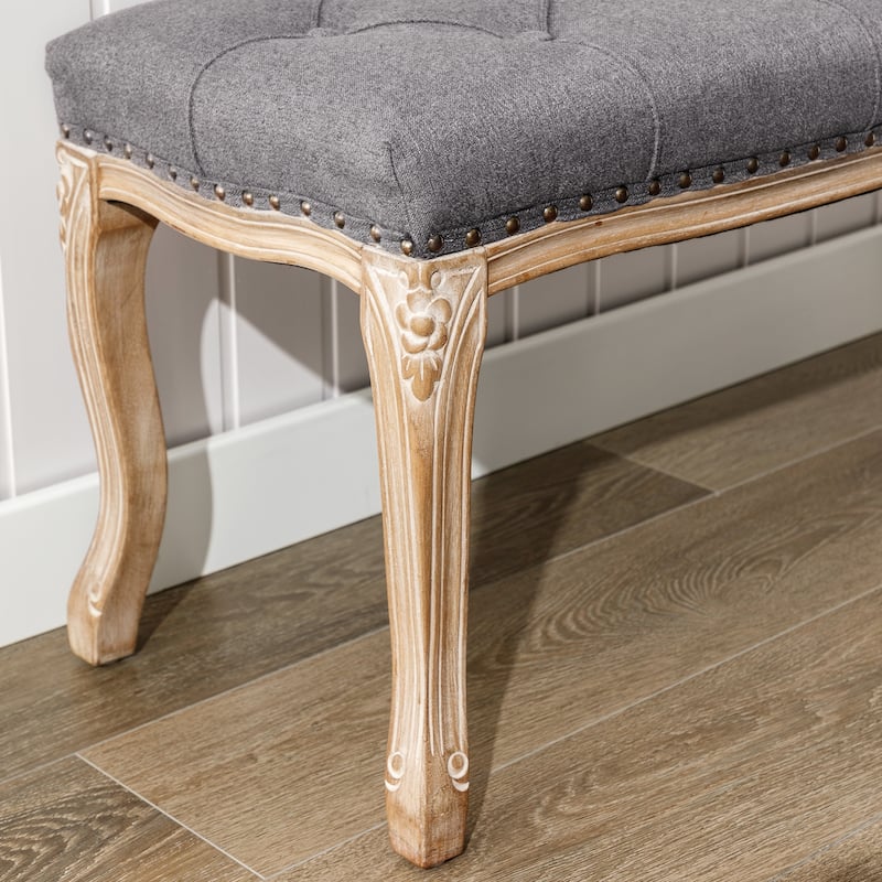 Retro Patterned Legs 45.2In.W Padded Bench - 45.2" W X 14.6" D X 18.3" H