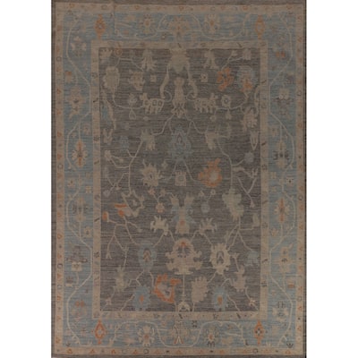 Gray Oushak Turkish Large Area Rug Hand-Knotted Wool Carpet - 10'1"x 13'8"
