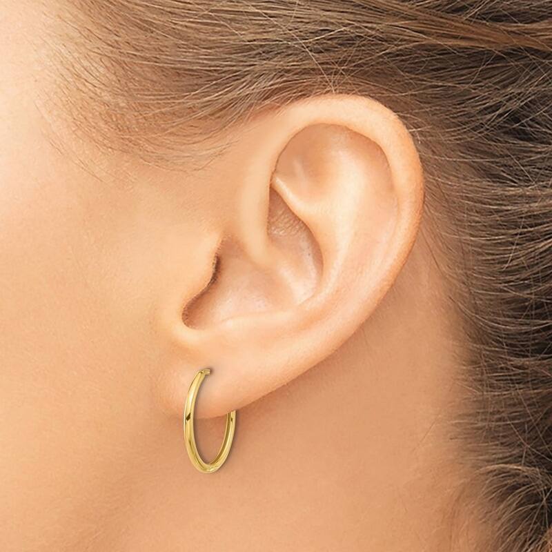 Curata 14k Yellow Gold Polished Hinged Hoop Earrings - 15.7x18mm