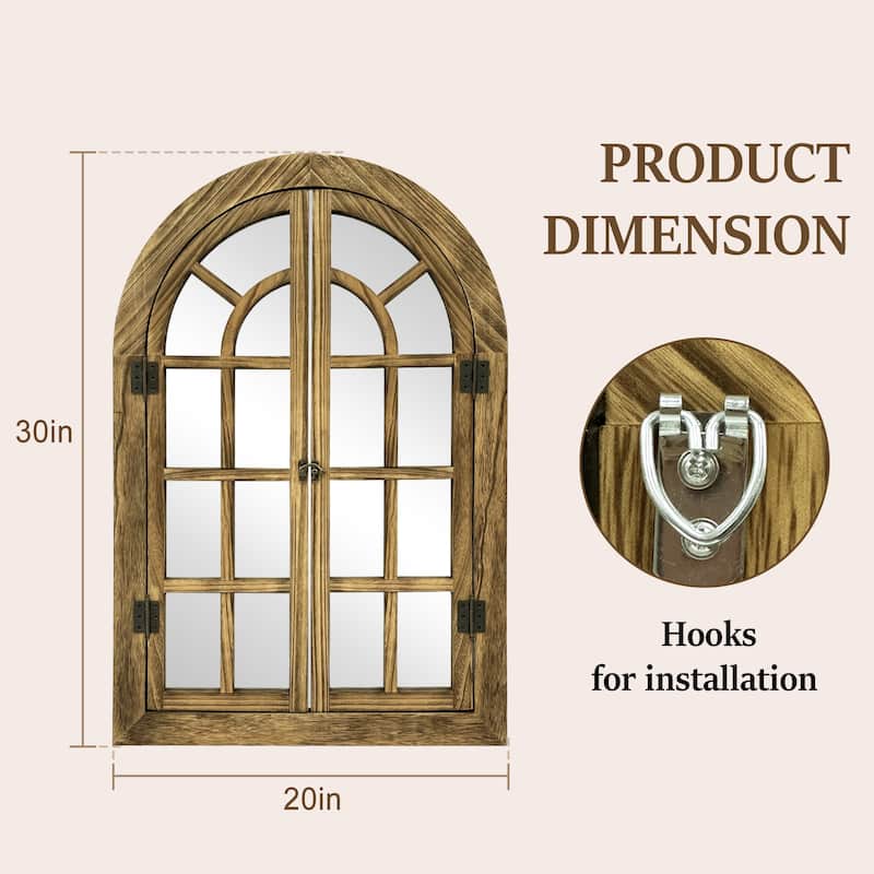 Farmhouse Windowpane Arched Wall Mirror