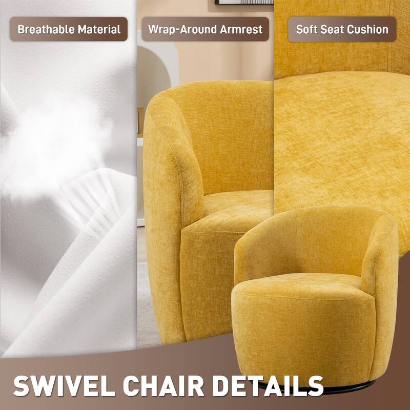 Ouyessir Accent Upholstered Round Velvet 360 Degree Swivel Sofa Chairs